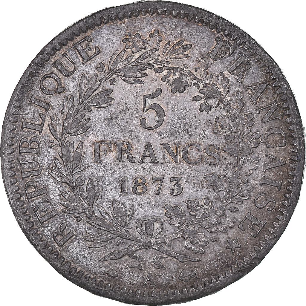 Coin, France, Hercule, 5 Francs, 1873, Paris, Contemporary forgery in tin