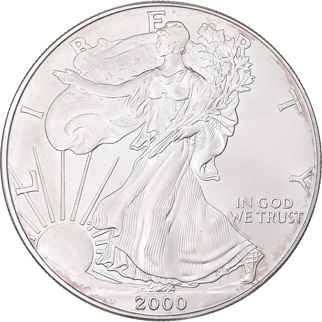 Coin, United States, Silver Oz, Dollar, 2000, Philadelphia, MS(63), Silver