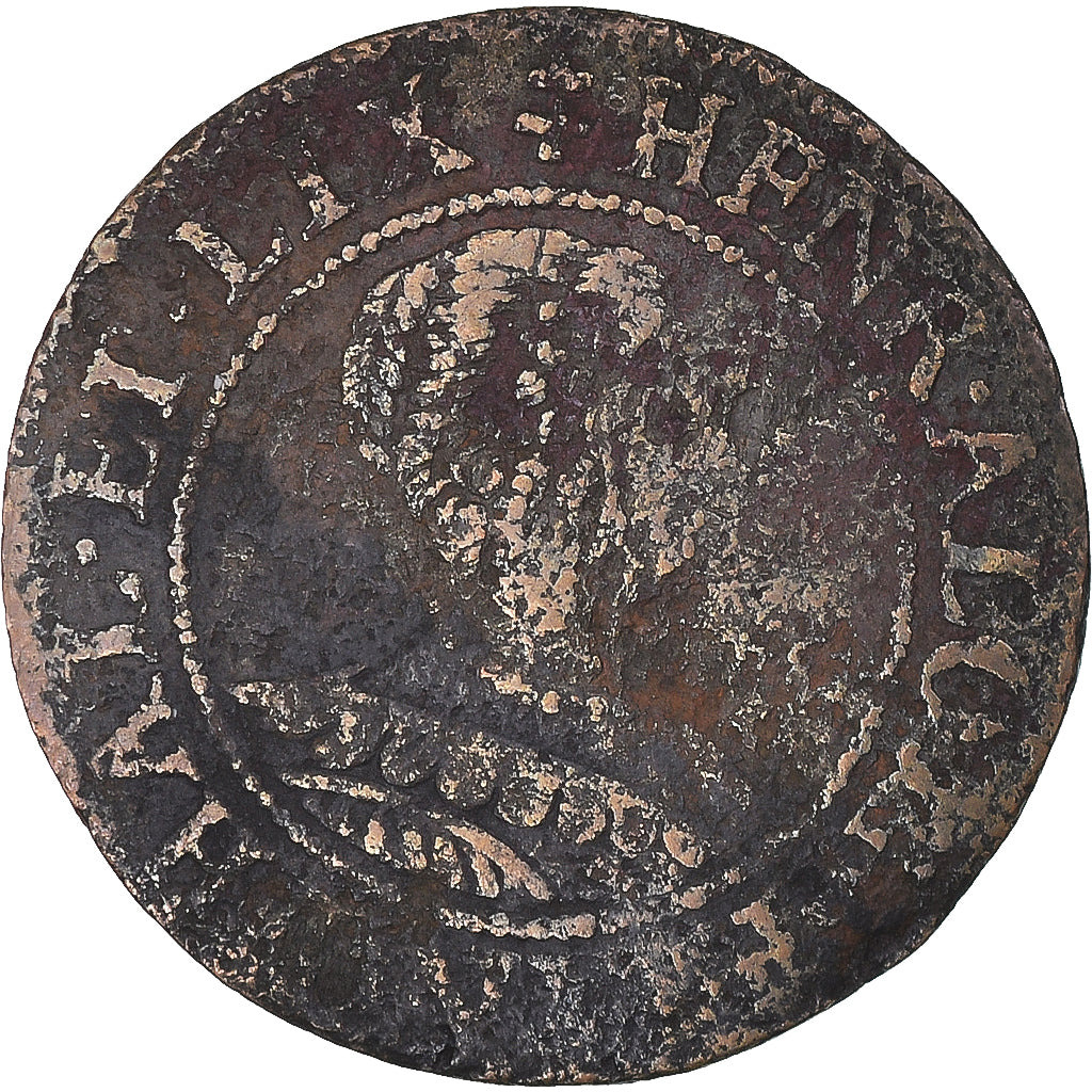Münze, Frankreich, Henriette de Lorraine, Double Tournois, 1633, SGE+, Kupfer