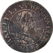 Münze, Frankreich, Henriette de Lorraine, Double Tournois, 1633, SGE+, Kupfer