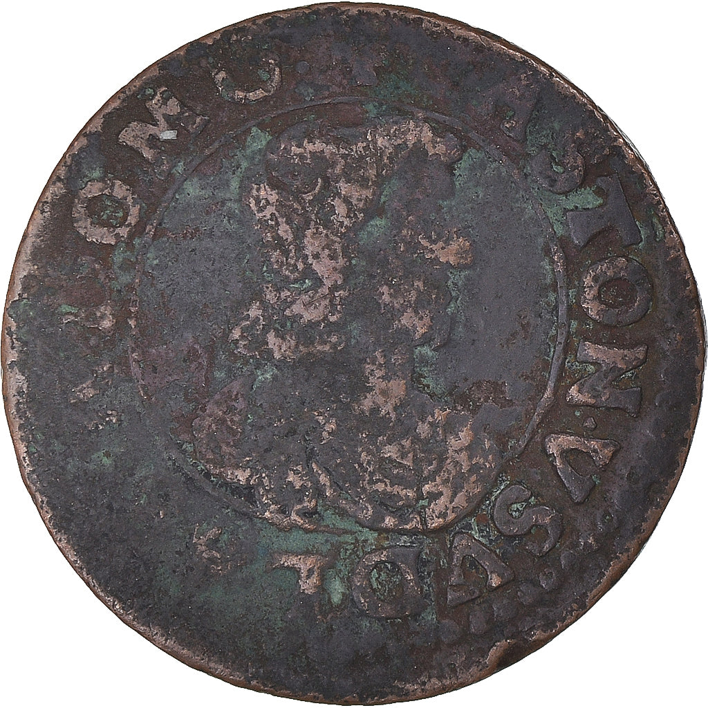 Monnaie, France, DOMBES, Gaston d'Orléans, Double Tournois, 1642, Trévoux, TB