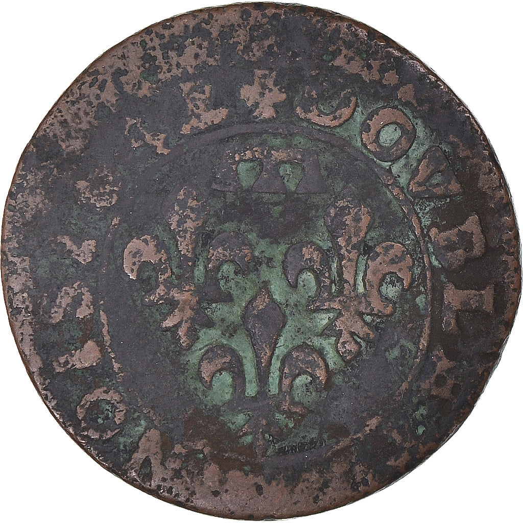 Monnaie, France, DOMBES, Gaston d'Orléans, Double Tournois, 1642, Trévoux, TB