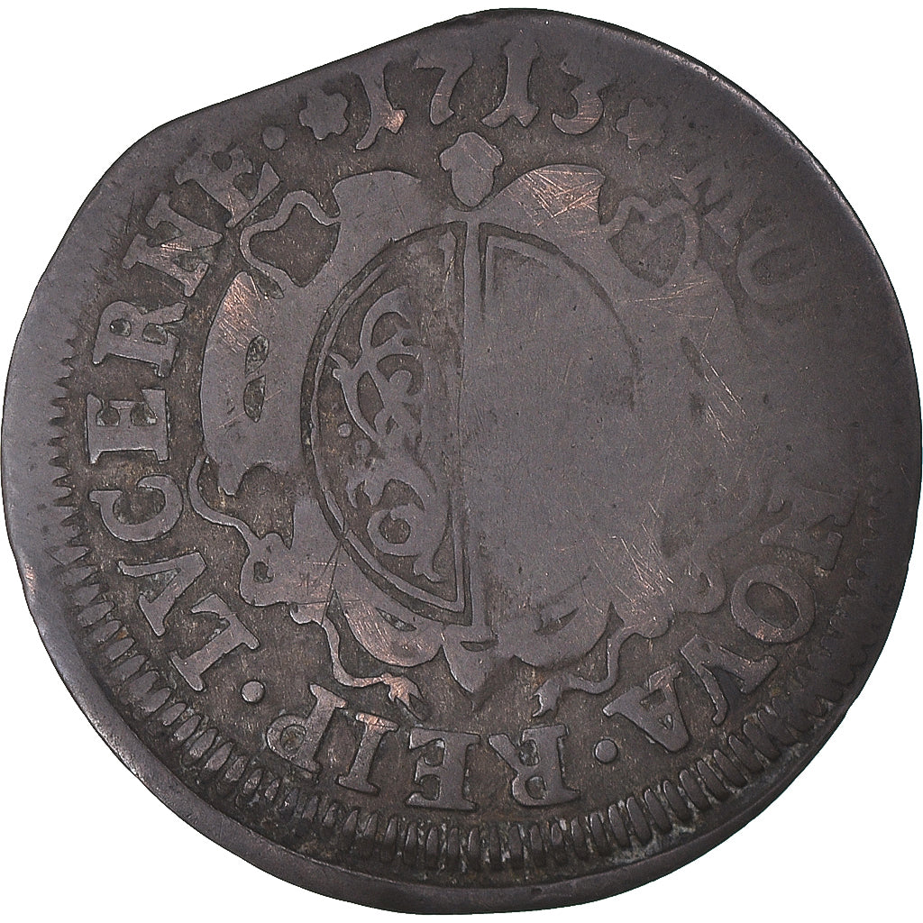 Moneta, Kantony Szwajcarskie, 1/2 Batzen, 1713, Lucerne, VF(20-25), Bilon