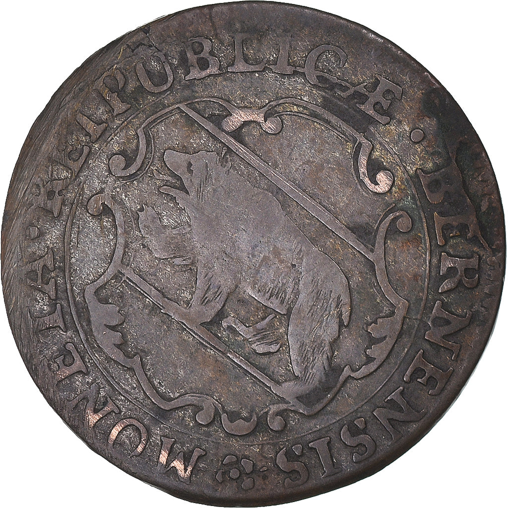 Coin, SWISS CANTONS, BERN, 1/2 Batzen, 1755, Bern, VF(20-25), Billon
