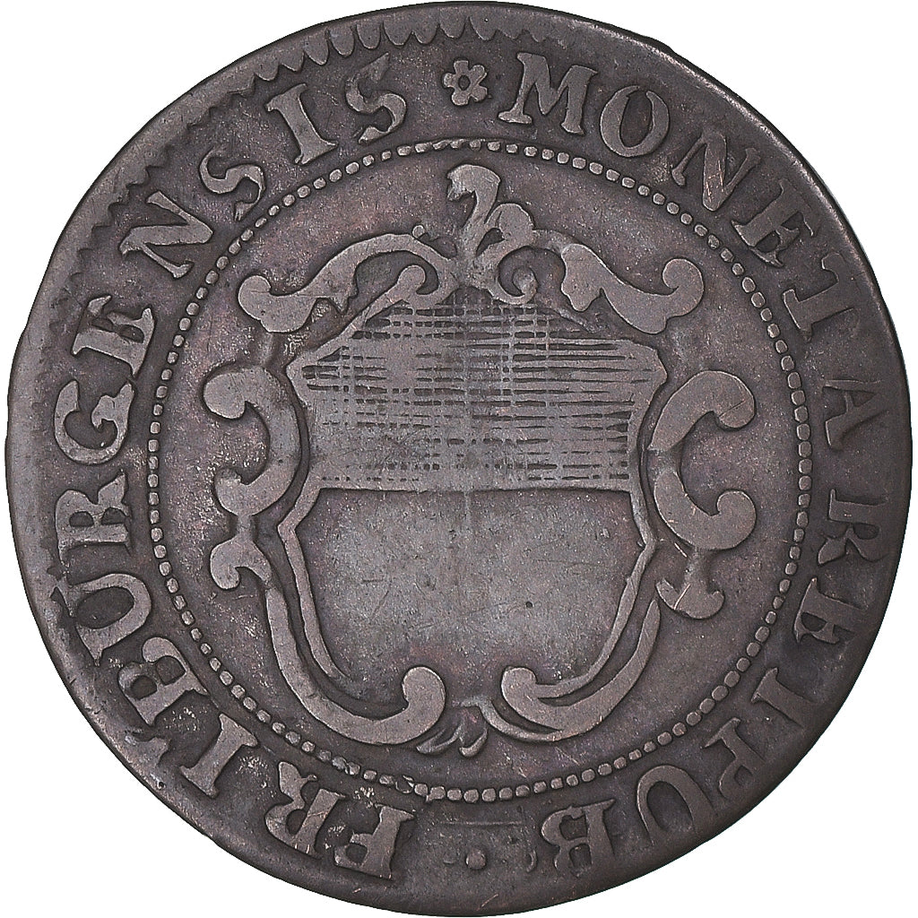 Moneda, CANTONES SUIZOS, Fribourg, 1/2 Batzen, 1752, Fribourg, BC+, Vellón