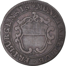 Moneda, CANTONES SUIZOS, Fribourg, 1/2 Batzen, 1752, Fribourg, BC+, Vellón