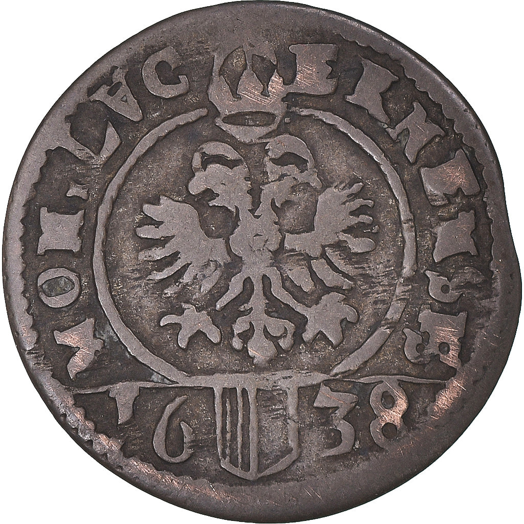 Coin, SWISS CANTONS, Schilling, 1638, Lucerne, VF(30-35), Billon