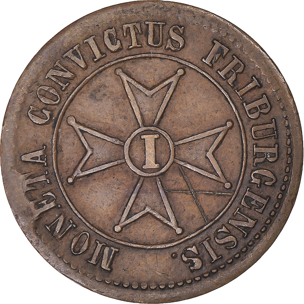 Coin, Switzerland, Pensionnat des Jésuites, Batzen, 1840, Fribourg, AU(50-53)
