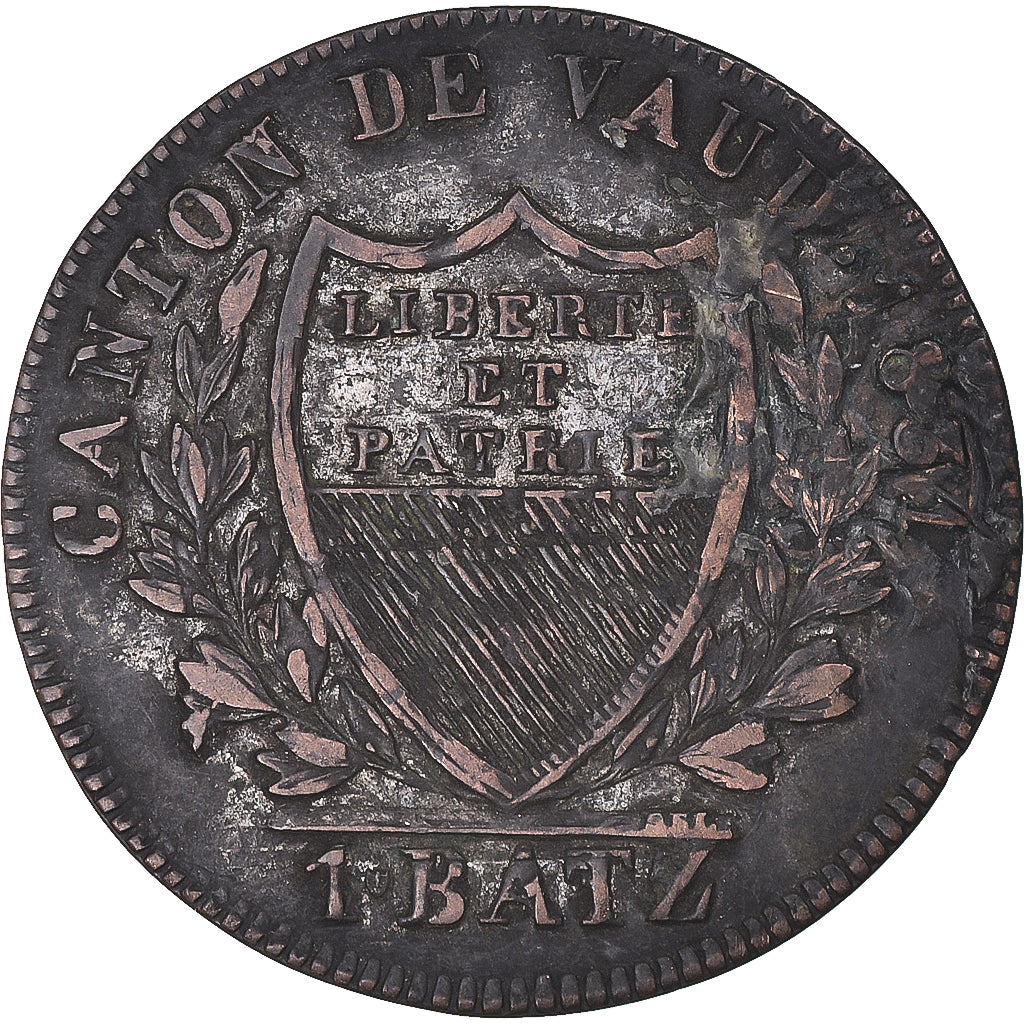 Moeda, CANTÕES SUÍÇOS, VAUD, Batzen, 1831, Lausanne, VF(30-35), Lingote