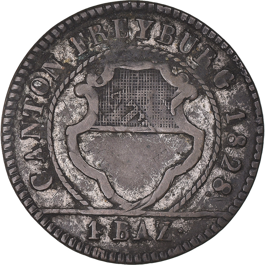 Moneta, CANTONI SVIZZERI, Batzen, 1828, Fribourg, MB+, Biglione