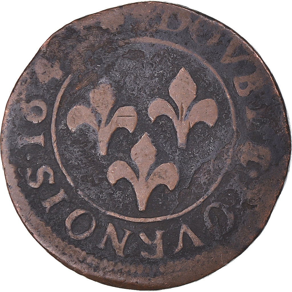 Monnaie, France, ORANGE, Frédéric-Henri de Nassau, Double Tournois, 1640, TB