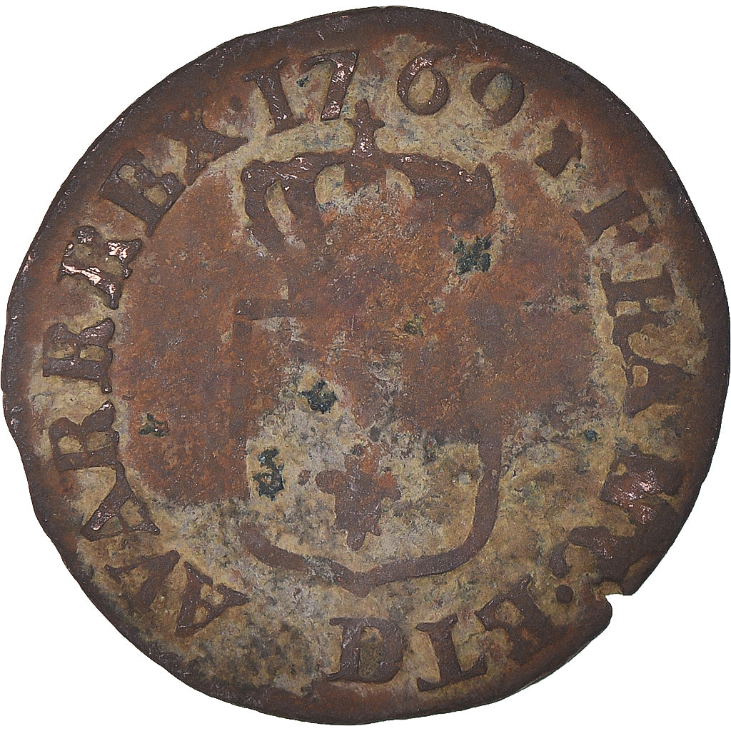 Moeda, França, Louis XV, Liard à la Vieille Tête, 1769, Lyon, VF(20-25)