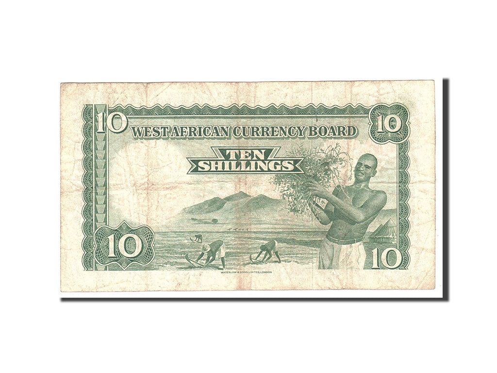 BRITISH WEST AFRICA, 10 Shillings, 1957, KM:9a, 1957-08-09, VF(20-25)