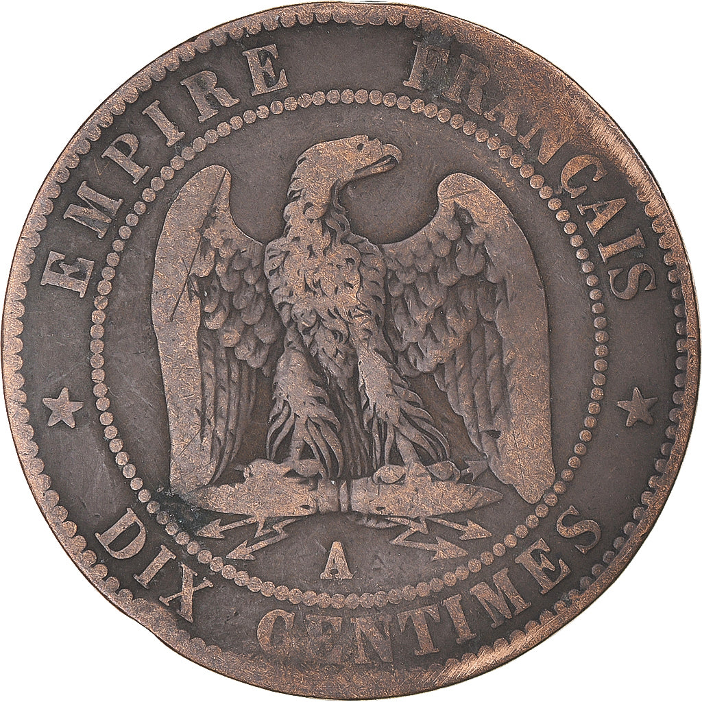Moeda, França, Napoleon III, Napoléon III, 10 Centimes, 1854, Paris
