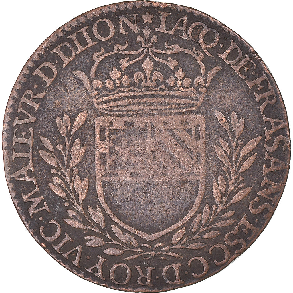France, Token, Maire de Dijon, Jacques de Frasans, History, 1631, VF(30-35)