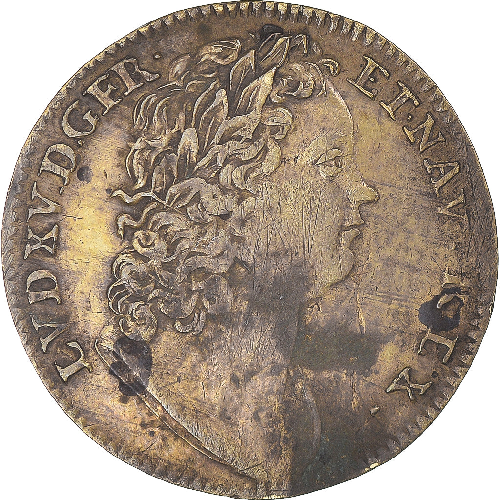France, Token, Louis XV, Dit Le Bien Aimé, History, VF(30-35), Brass