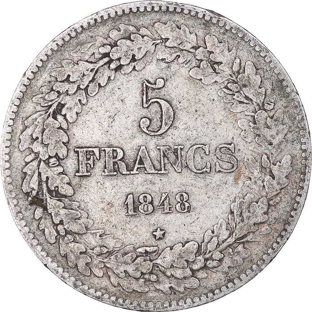 Moneta, Belgio, Leopold I, 5 Francs, 5 Frank, 1848, MB+, Argento, KM:3.2