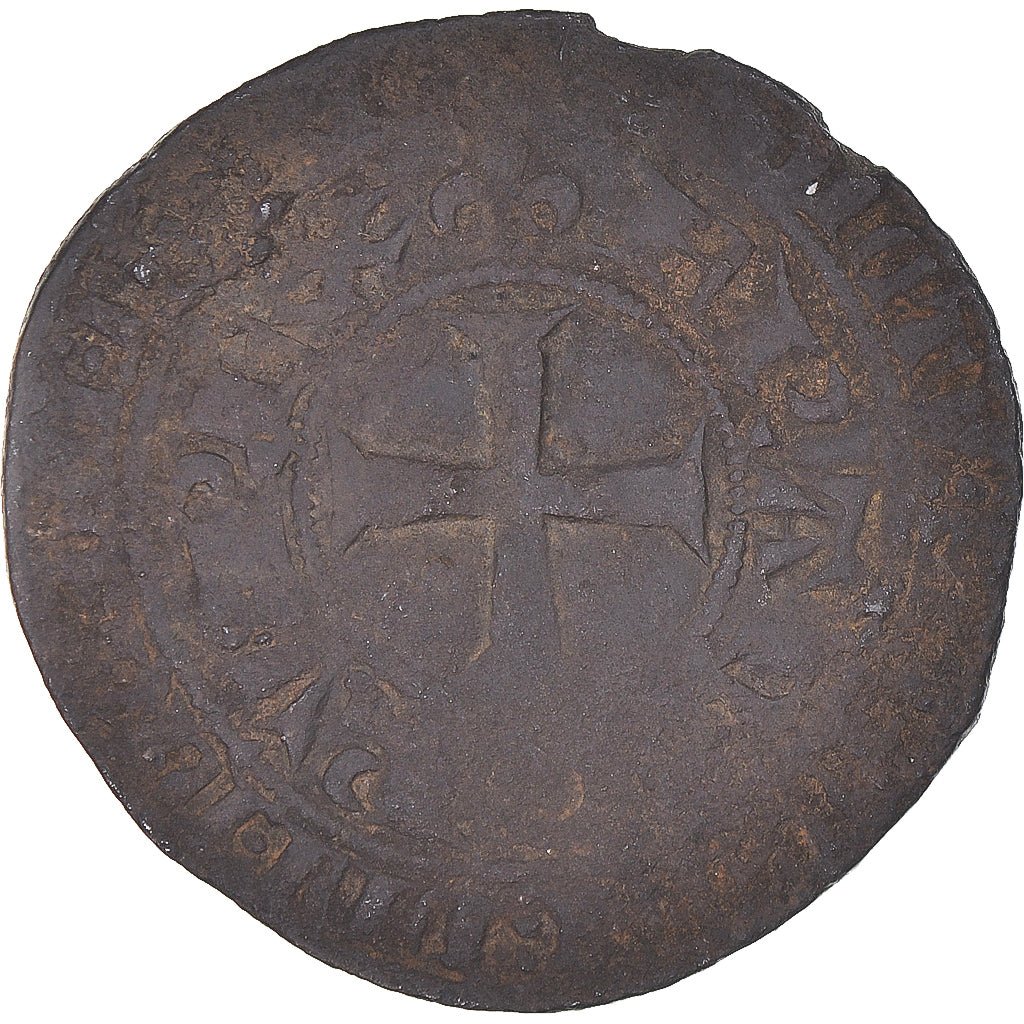 Moeda, França, Charles V, Blanc with K, 1365, F(12-15), Lingote, Duplessy:363