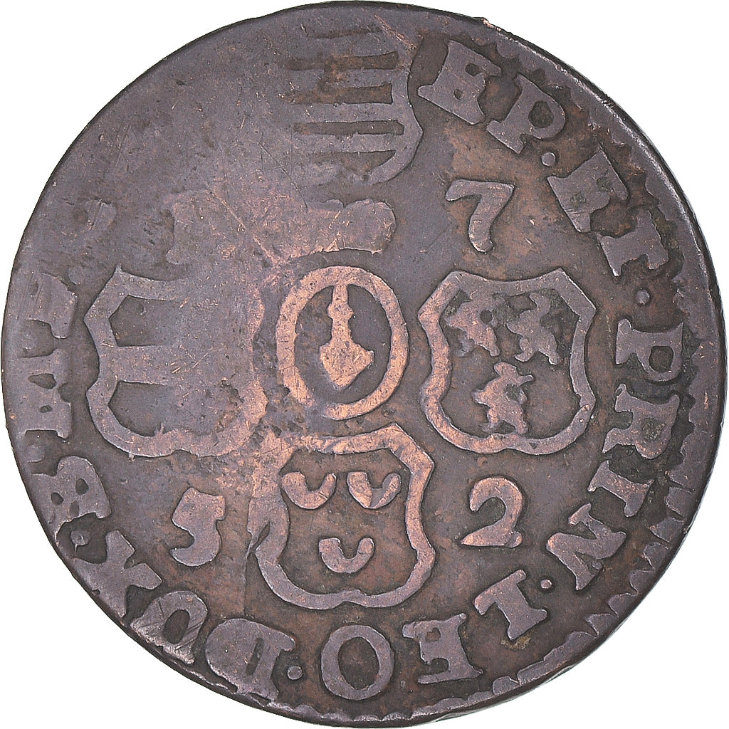 Münze, LIEGE, John Theodore, Liard, 1752, Liege, S+, Kupfer, KM:155