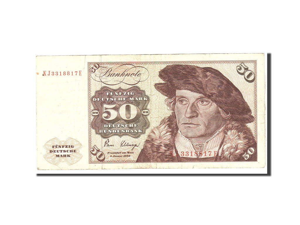 GERMANY - FEDERAL REPUBLIC, 50 Deutsche Mark, 1980, KM:33c, 1980-01-02, VF(20...