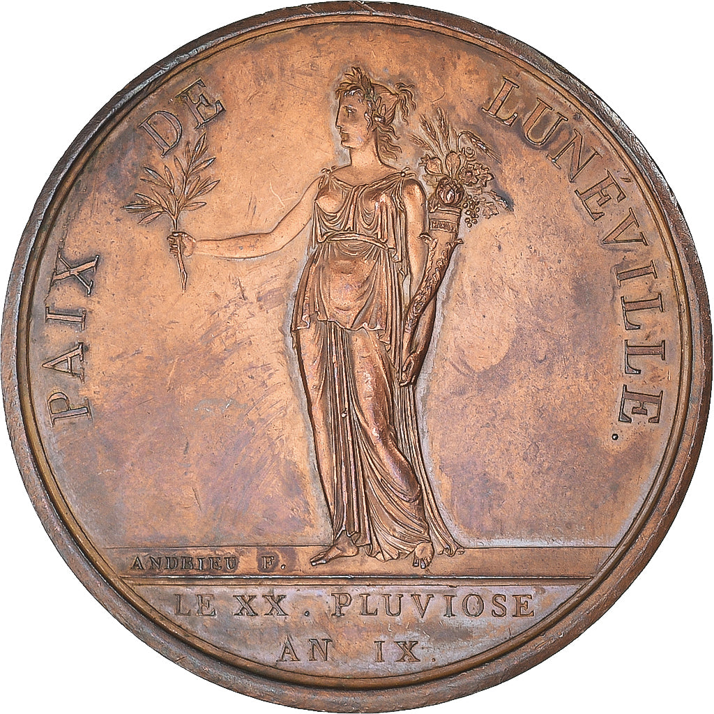 France, Medal, Napoléon Bonaparte, Paix de Luneville, Consulat, History, An IX
