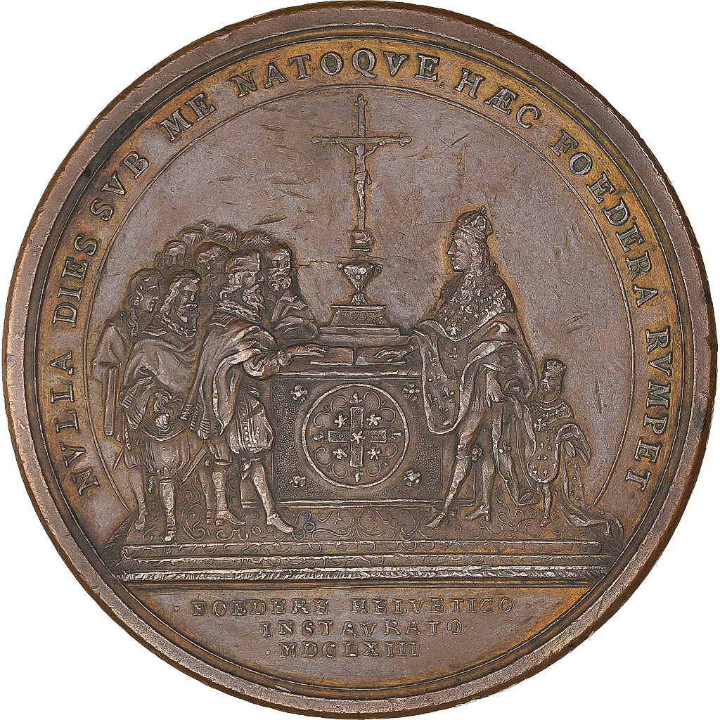 France, Médaille, Louis XIV, Renouvellement de l'Alliance avec les Suisses