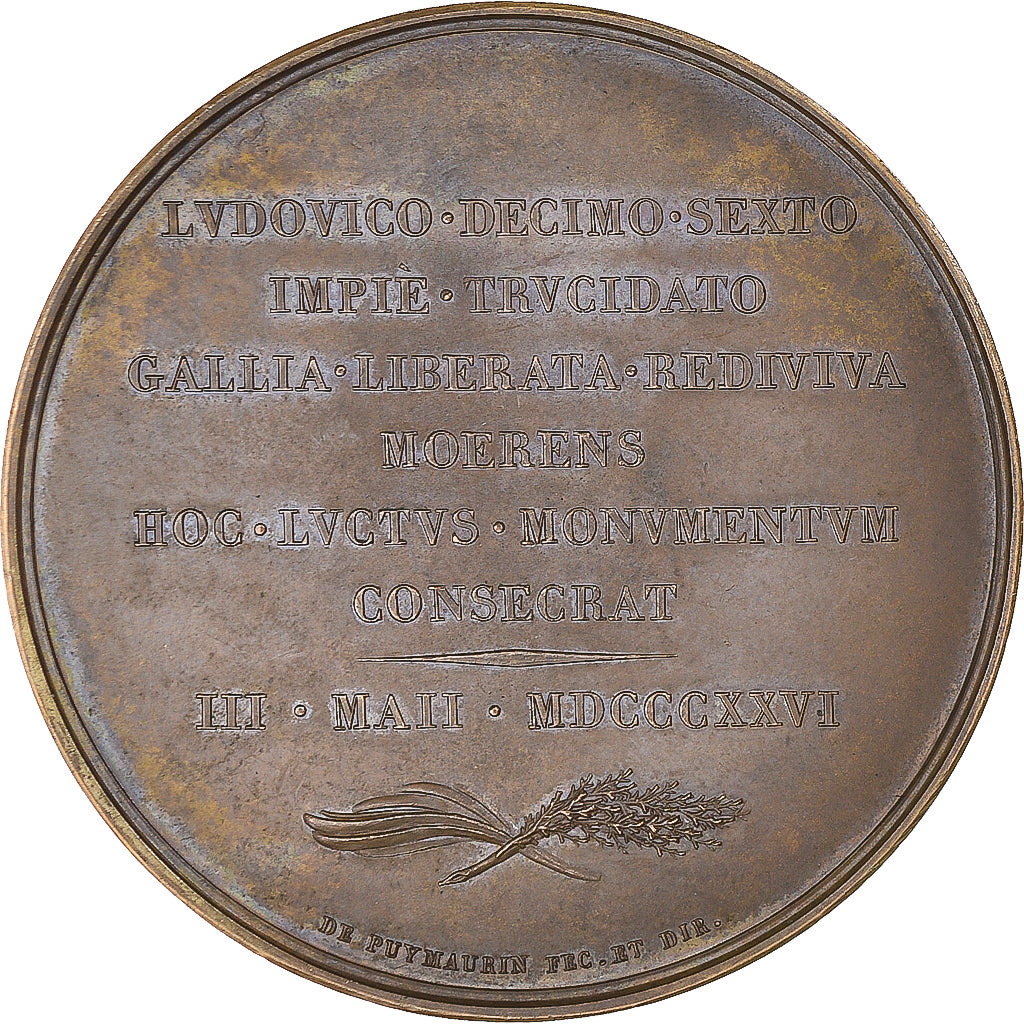 Francja, medal, Charles X, Monument à la Mémoire de louis XVI, Historia, 1826