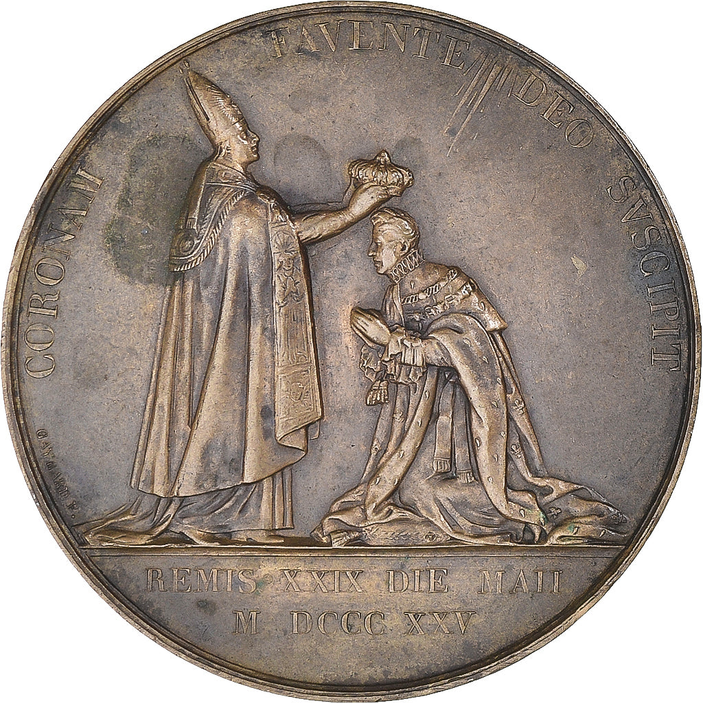 Francia, medalla, Charles X, Sacre à Reims, History, 1825, Gayrard, EBC, Bronce