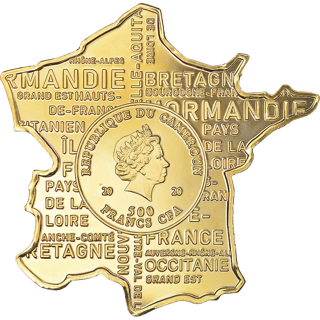 Coin, Cameroon, 500 Francs CFA, 2020, gold-plated coin, MS(65-70), Cupronickel