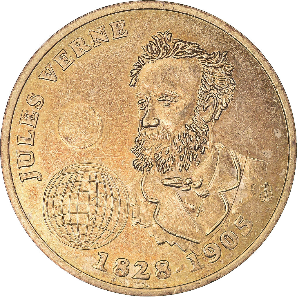 Francja, medal, 3 Ecus d'Amiens, Jules Verne, 1994-1995, AU(55-58), Brązowy