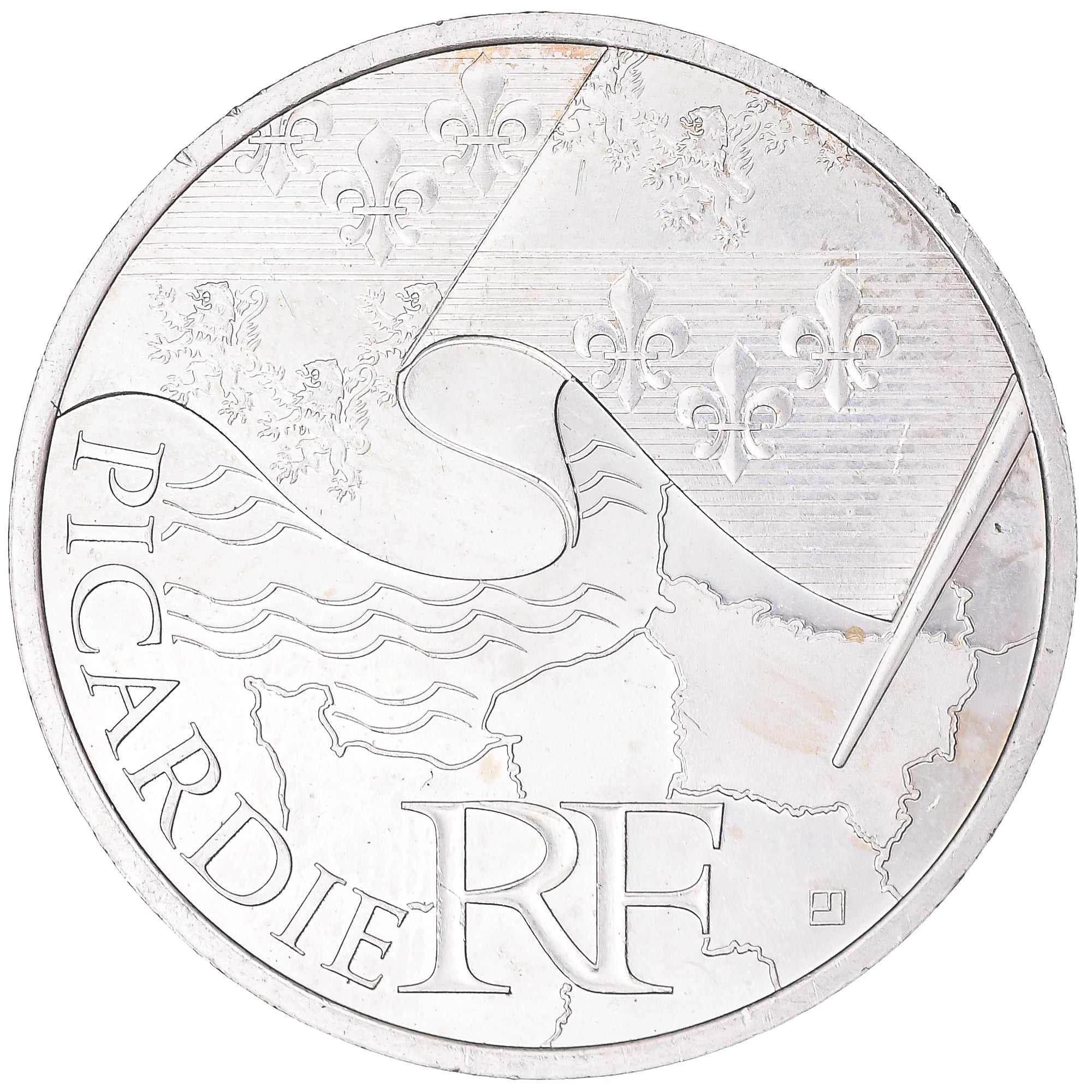France, 10 Euro, Picardie, Euros des régions, 2010, MS(63), Silver