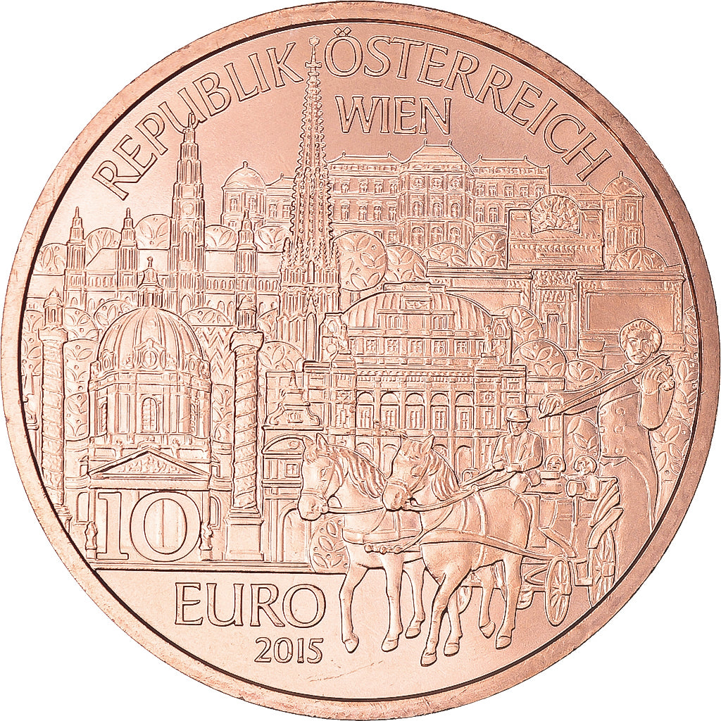 Austria, 10 Euro, Stephansdom Wien, 2015, Vienna, FDC, Cobre