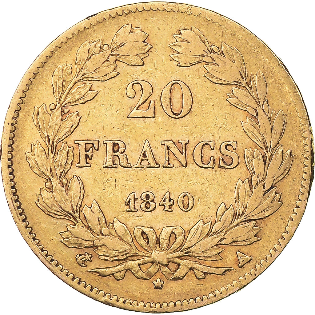 Munten, Frankrijk, Louis-Philippe, 20 Francs, 1840, Paris, ZF, Goud, KM:750.1