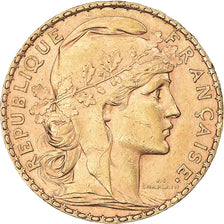 Moneda, Francia, Marianne, 20 Francs, 1902, Paris, MBC+, Oro, KM:847