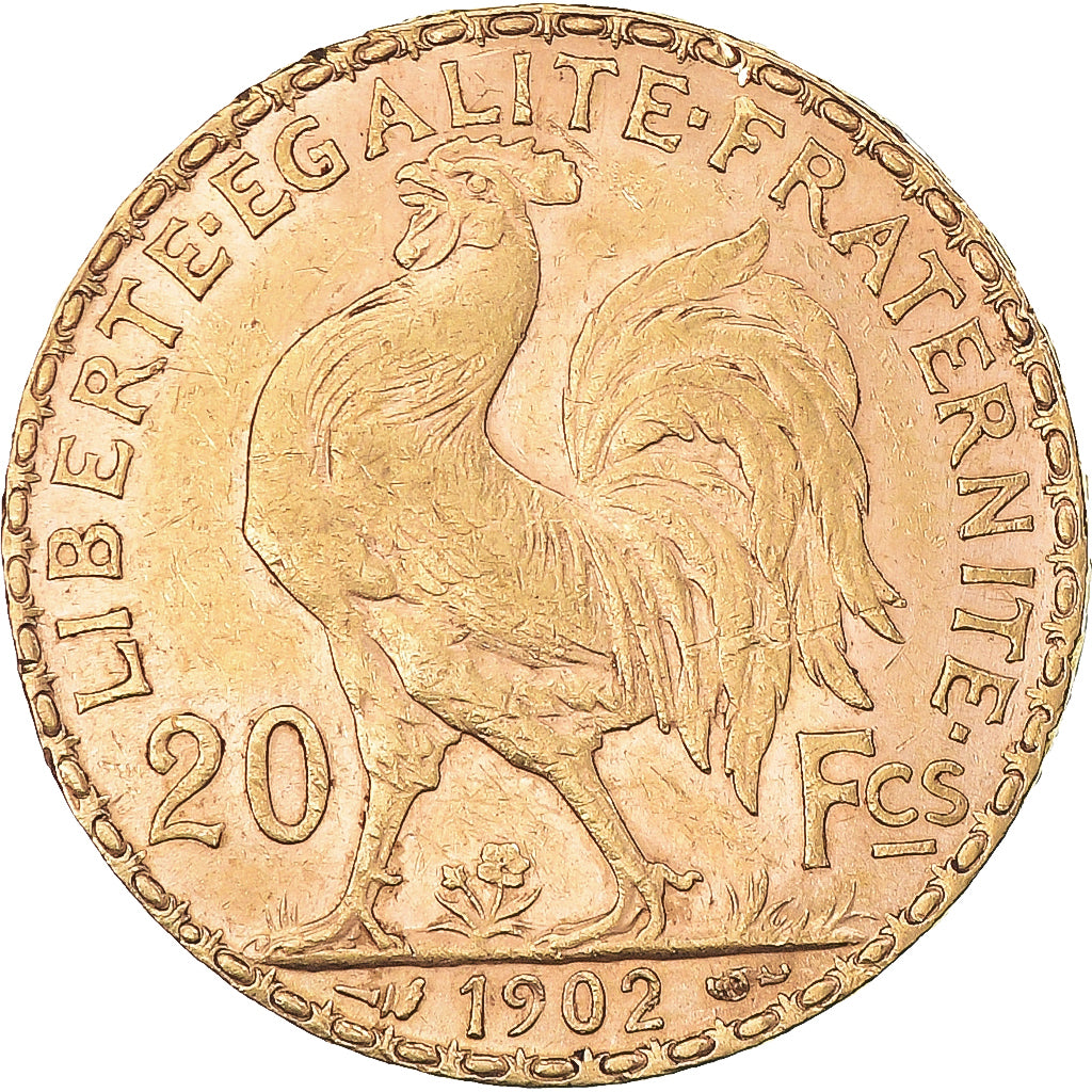 Moneda, Francia, Marianne, 20 Francs, 1902, Paris, MBC+, Oro, KM:847