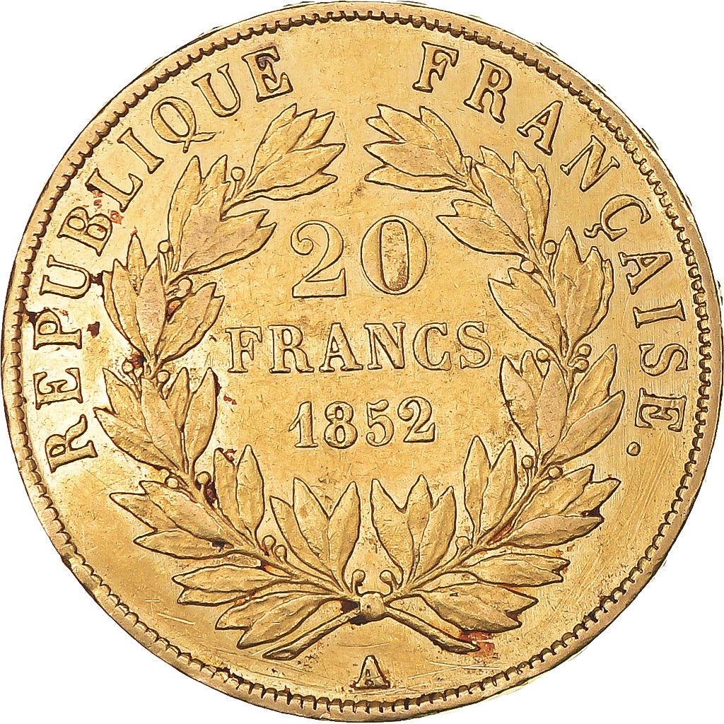 Coin, France, Napoleon III, 20 Francs, 1852, Paris, AU(50-53), Gold, KM:774