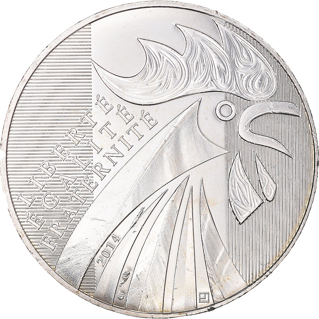 France, 10 Euro, Coq, 2014, MS(64), Silver, Gadoury:EU656