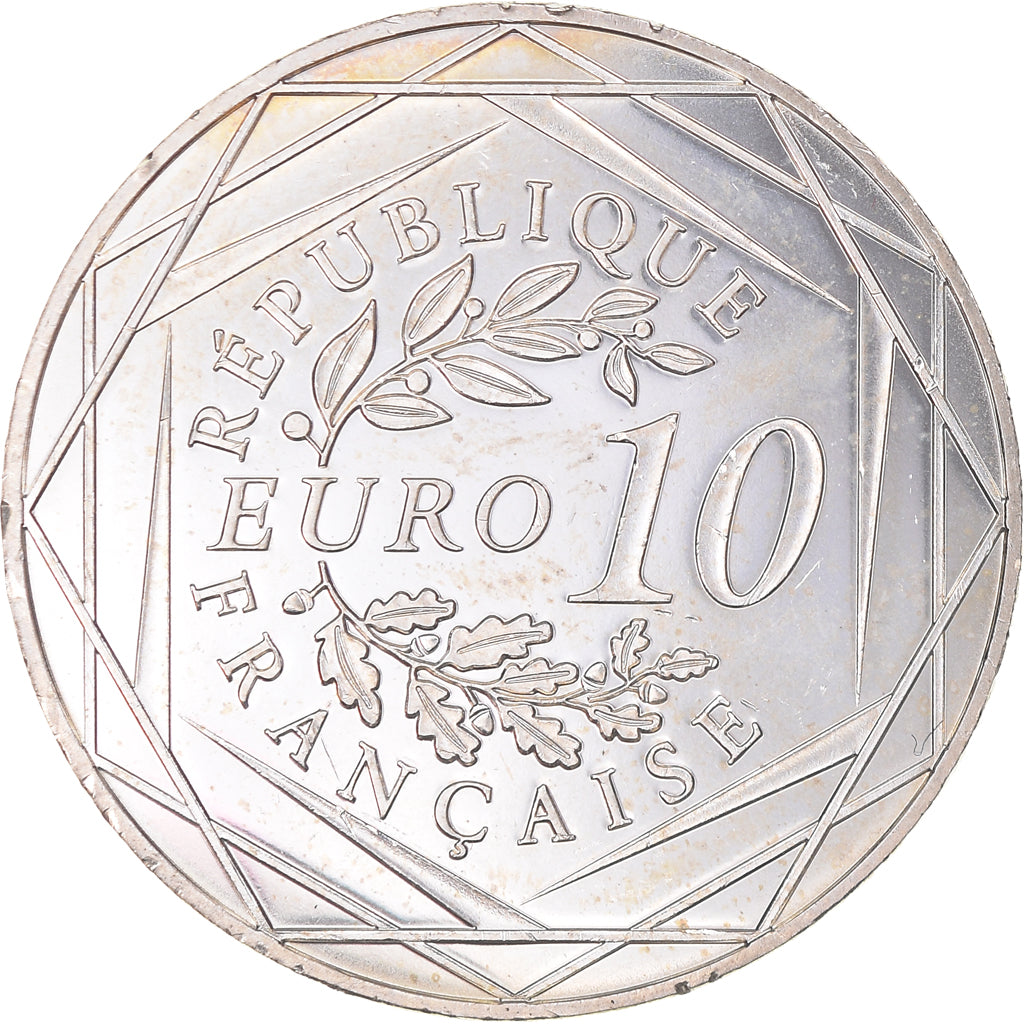 France, 10 Euro, Coq, 2014, MS(63), Silver, Gadoury:EU656