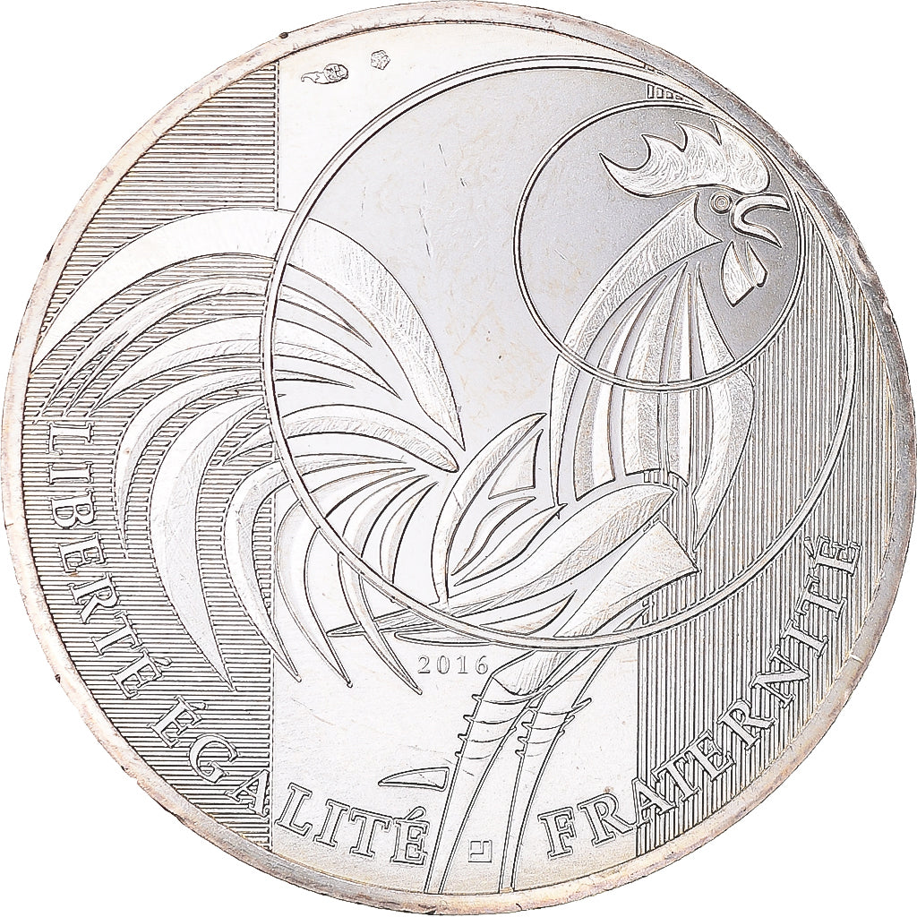 France, 10 Euro, Coq, 2016, MS(64), Silver, Gadoury:EU797