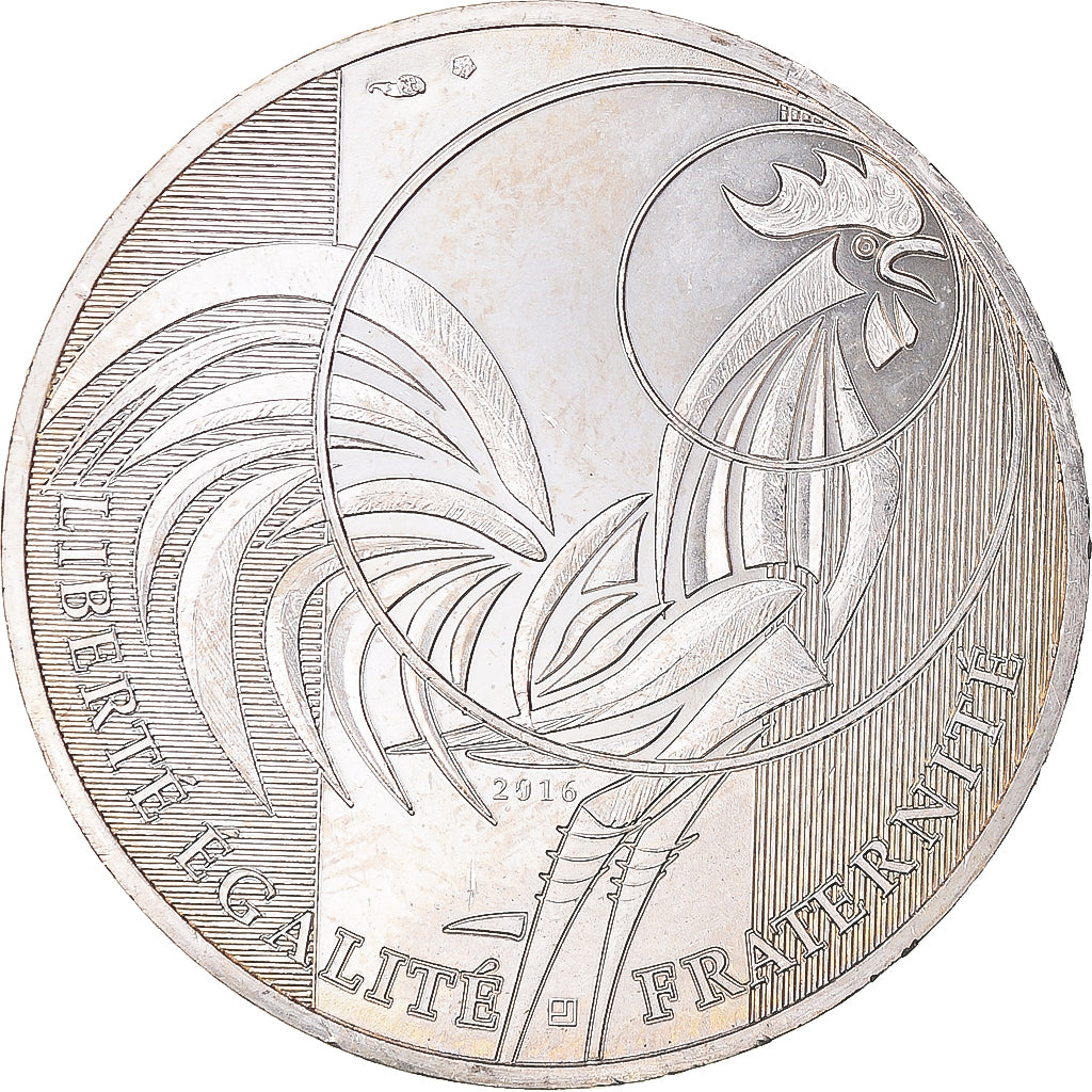 France, 10 Euro, Coq, 2016, MS(63), Silver, Gadoury:EU797