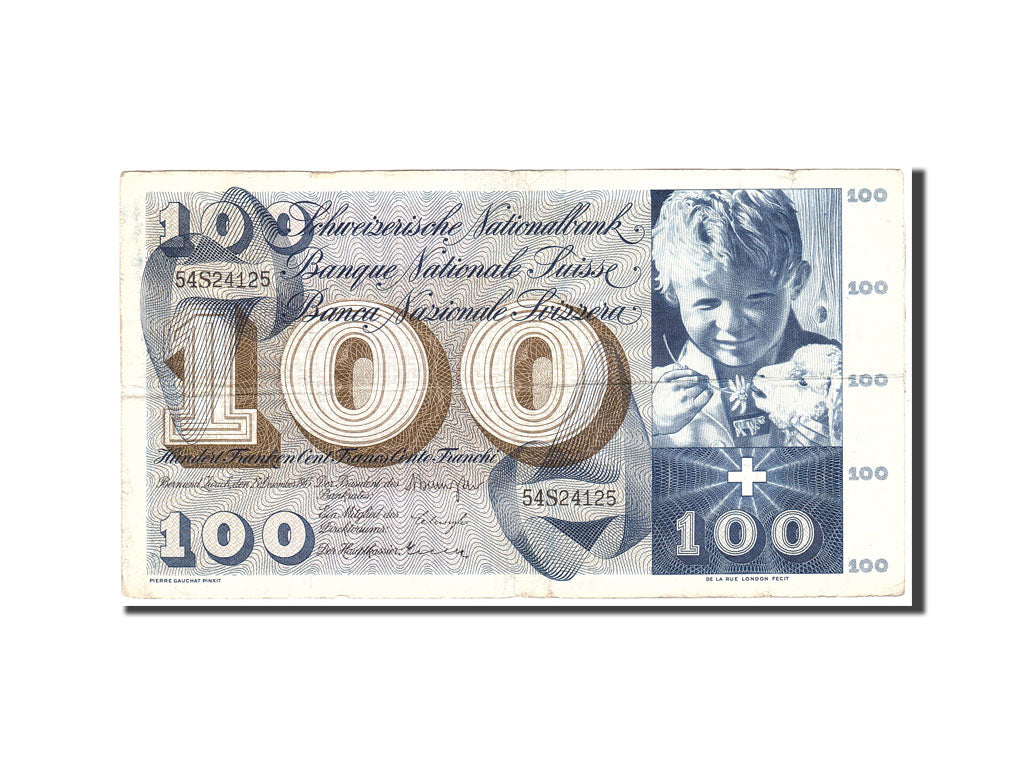 Switzerland, 100 Franken, 1965, 1965-12-23, KM:49h, VF(20-25)