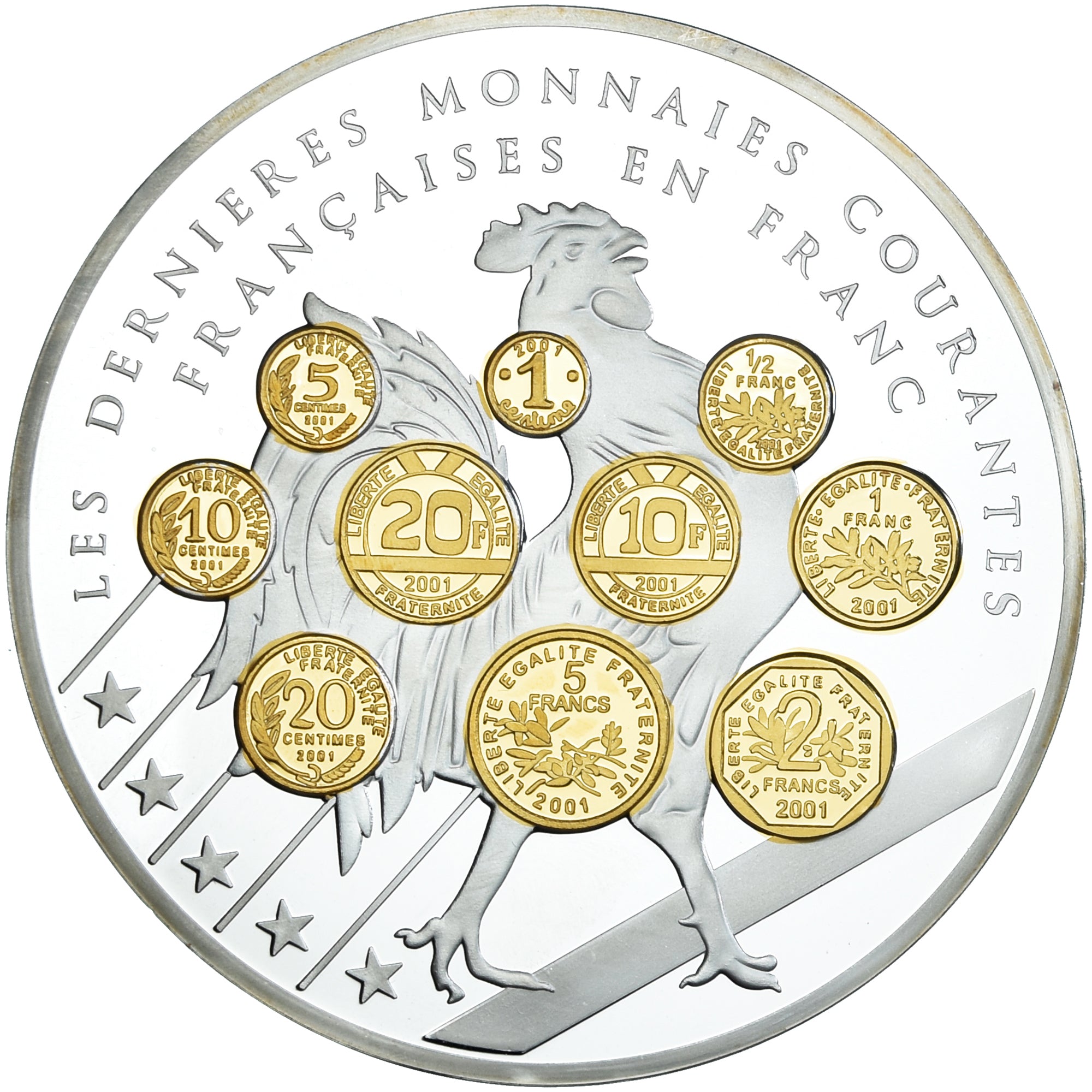France, Médaille, 10 ans d'adieu au Franc, Les dernieres monnaies courantes