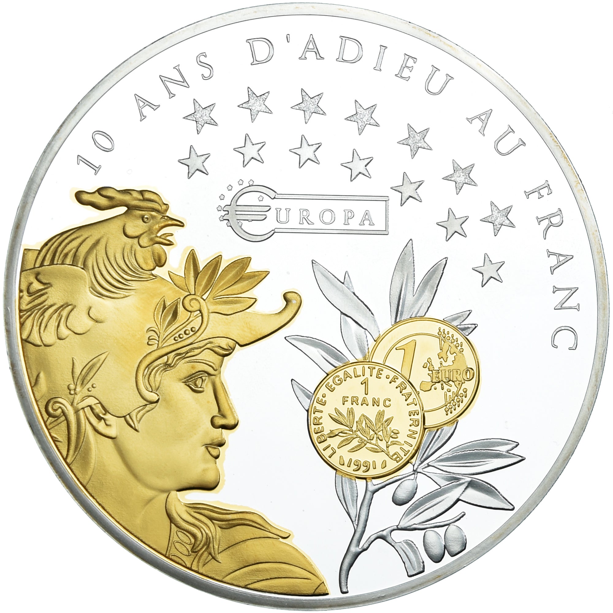 France, Médaille, 10 ans d'adieu au Franc, Les dernieres monnaies courantes