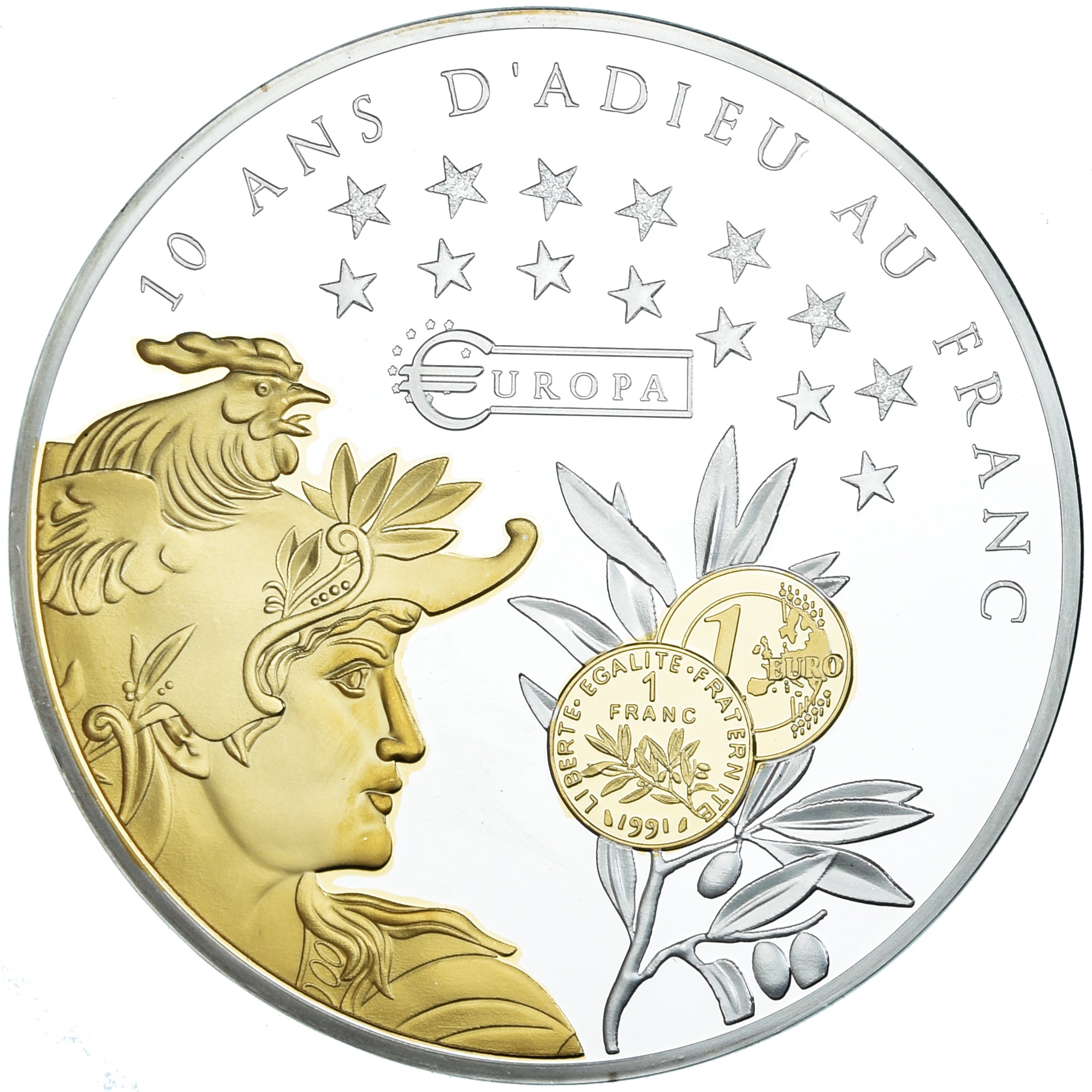 France, Médaille, 10 ans d'adieu au Franc, Les dernieres monnaies courantes