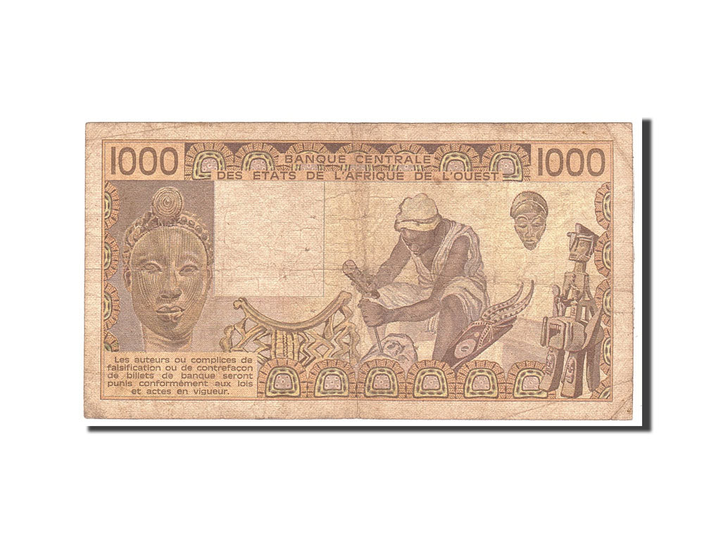 Banknote, West African States, 1000 Francs, 1985, Undated, KM:707Kf, VG(8-10)
