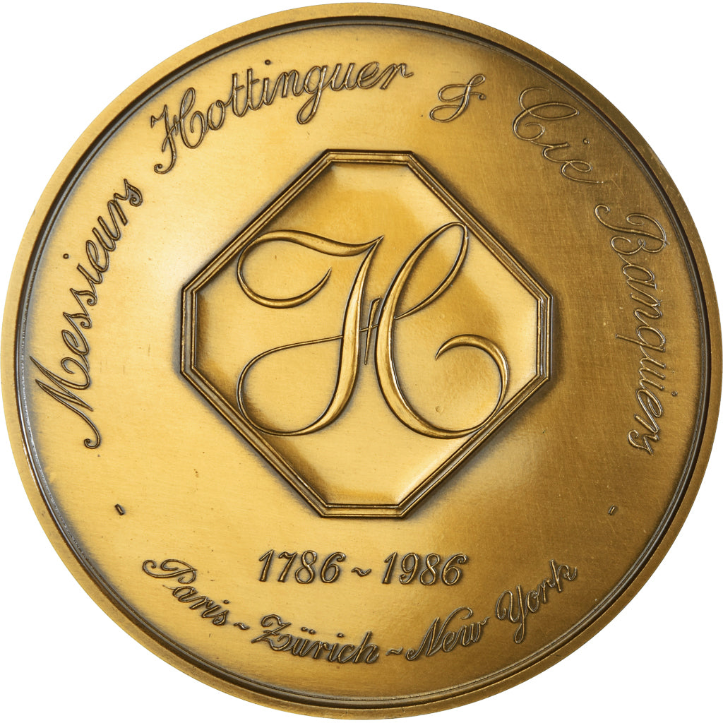 France, Médaille, Jean-Conrad Hottinger, Bank, 1986, FDC, Bronze Florentin