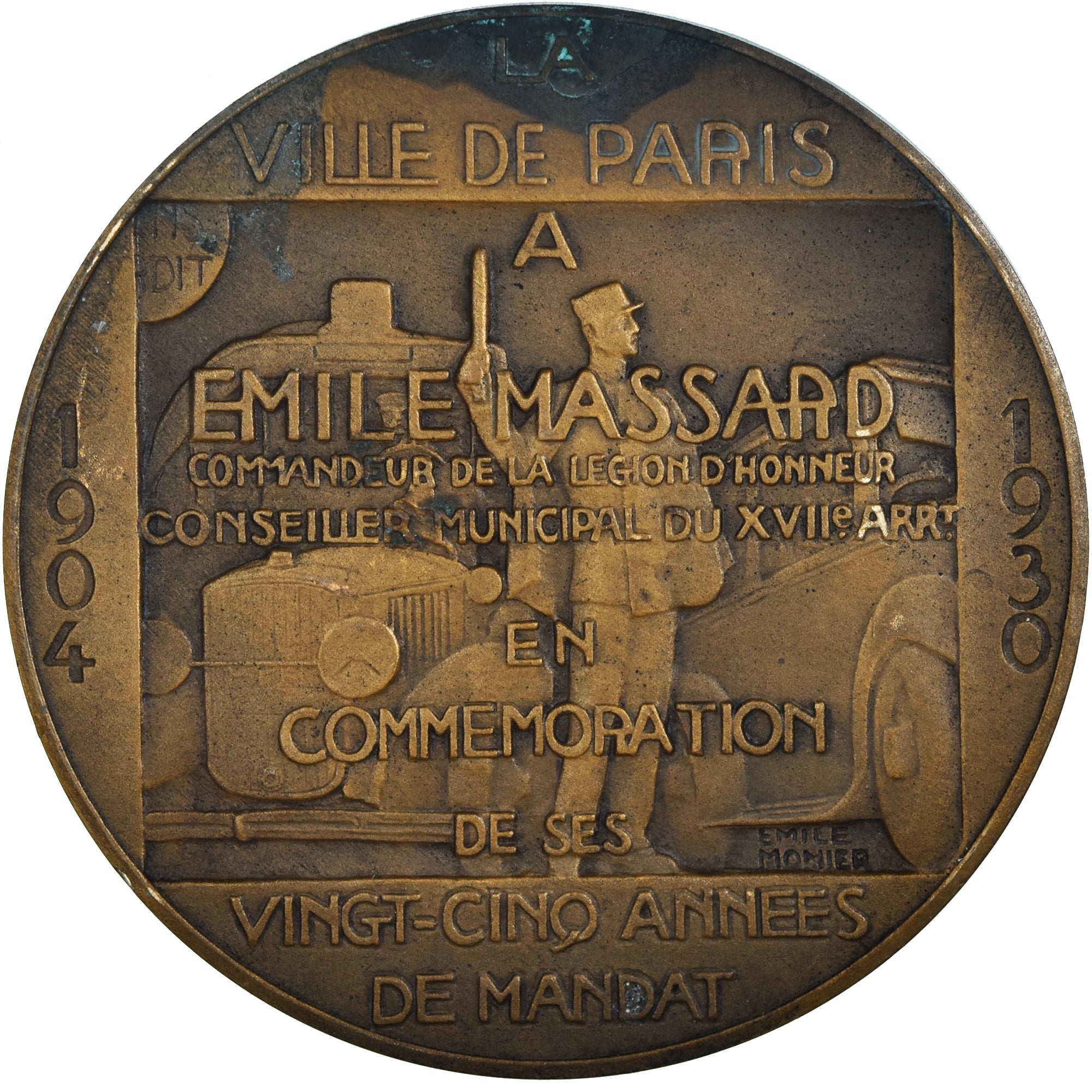 France, Medal, La Ville de Paris à Emile Massart, Politics, 1930, Monier