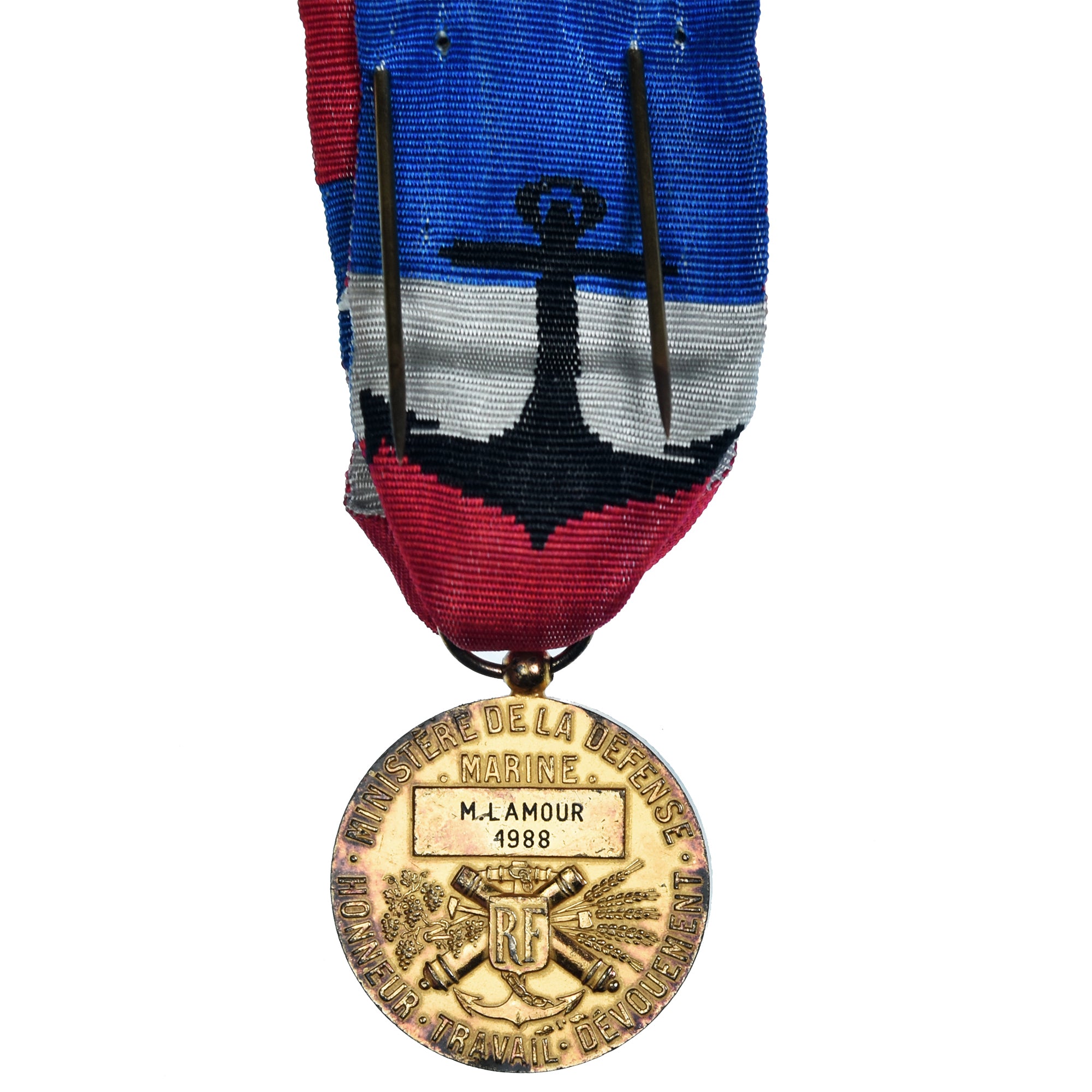 France, Honneur et Travail, Marine, Medal, 1988, Excellent Quality, Vermeil, 27