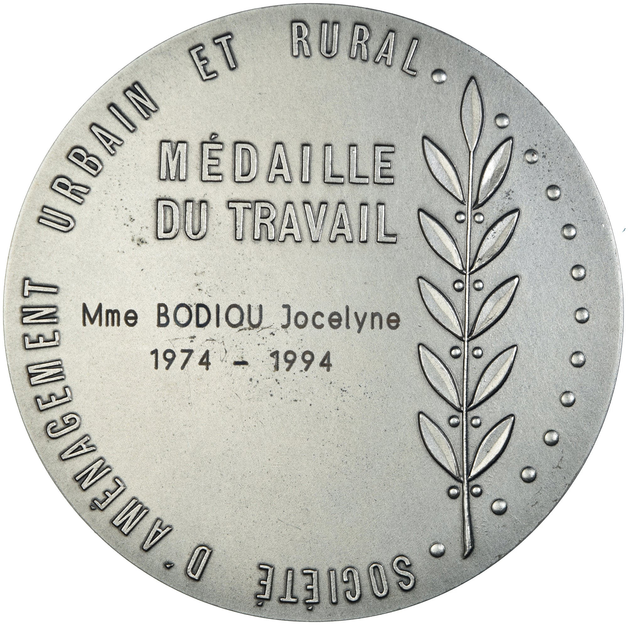 França, medalha, Société d'Aménagement Urbain et Rural, Indústria e