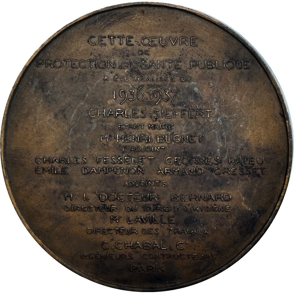 Francia, medaglia, Ville de Besançon, Geography, 1938, Paul Sarrut, BB+, Bronzo